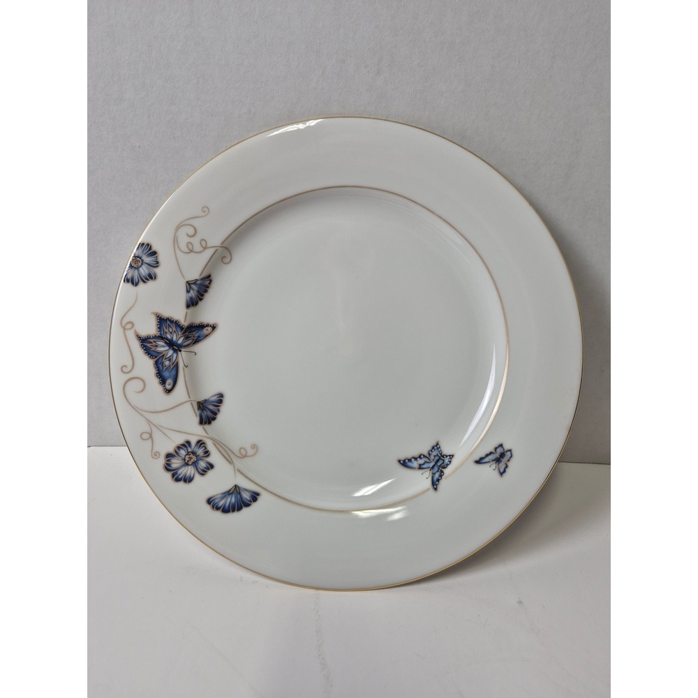 Fyrklovern Apilanlehti Pilgrim Golden Butterflies Porcelain Plate Set Blue Gold